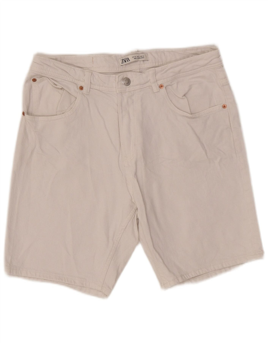 Zara Ανδρικό τζιν σορτς EU 42 Large W32 Λευκό βαμβακερό