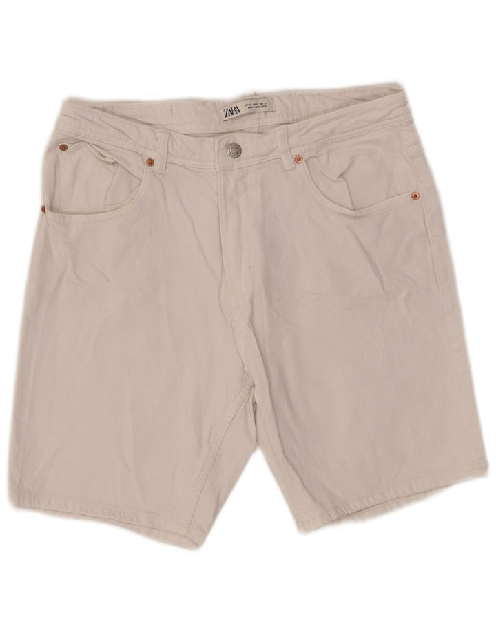 Zara Ανδρικό τζιν σορτς EU 42 Large W32 Λευκό βαμβακερό