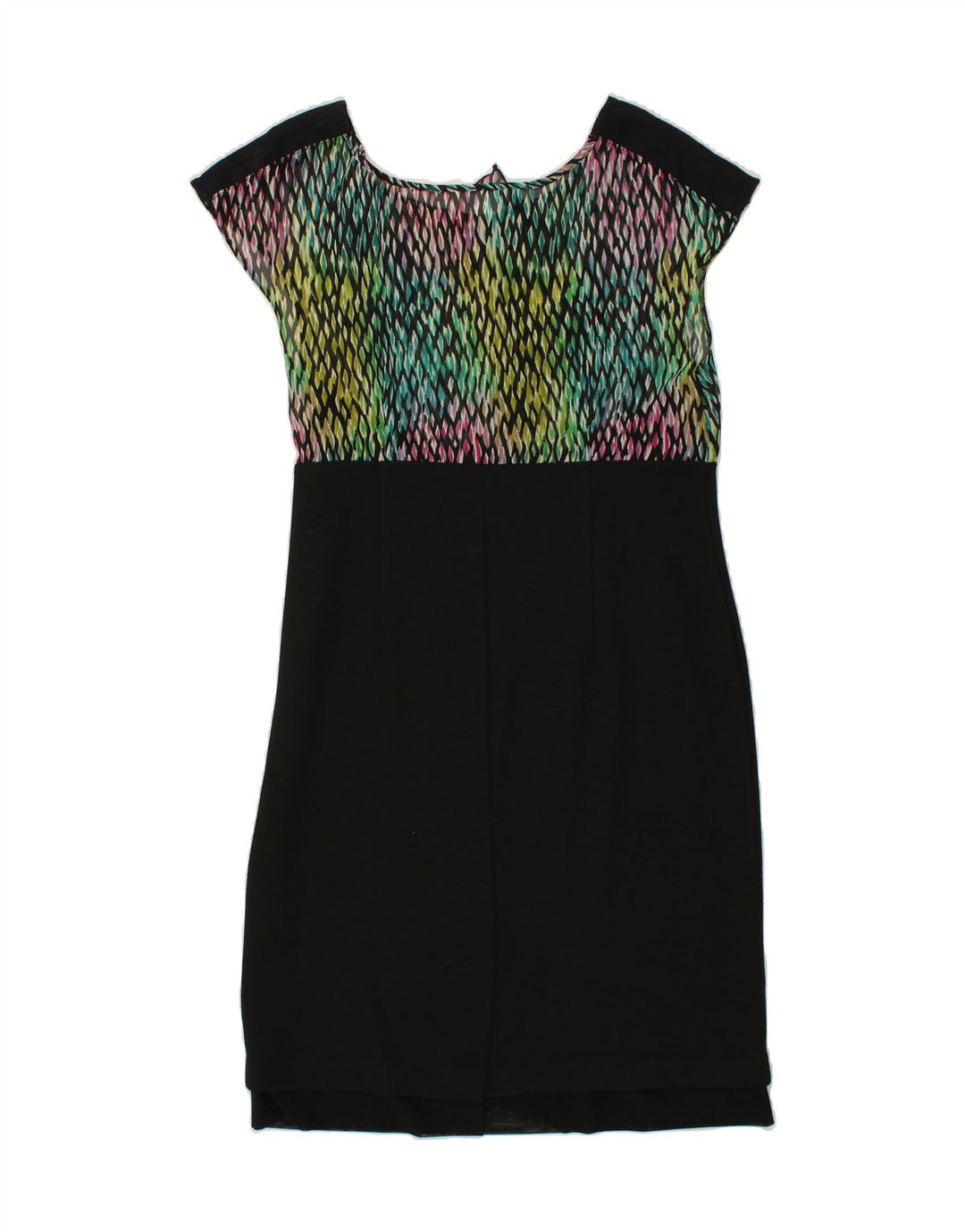 WALLIS Womens Petite Ruffle Front Sheath Dress UK 14 Medium Multicoloured Vintage Wallis and Second-Hand Wallis from Messina Hembry 