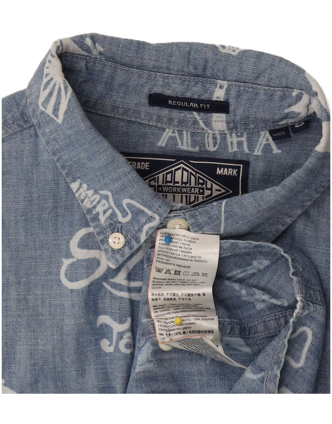 Superdry Ανδρικό πουκάμισο με κανονική εφαρμογή με κοντό μανίκι, μικρό μπλε βαμβακερό