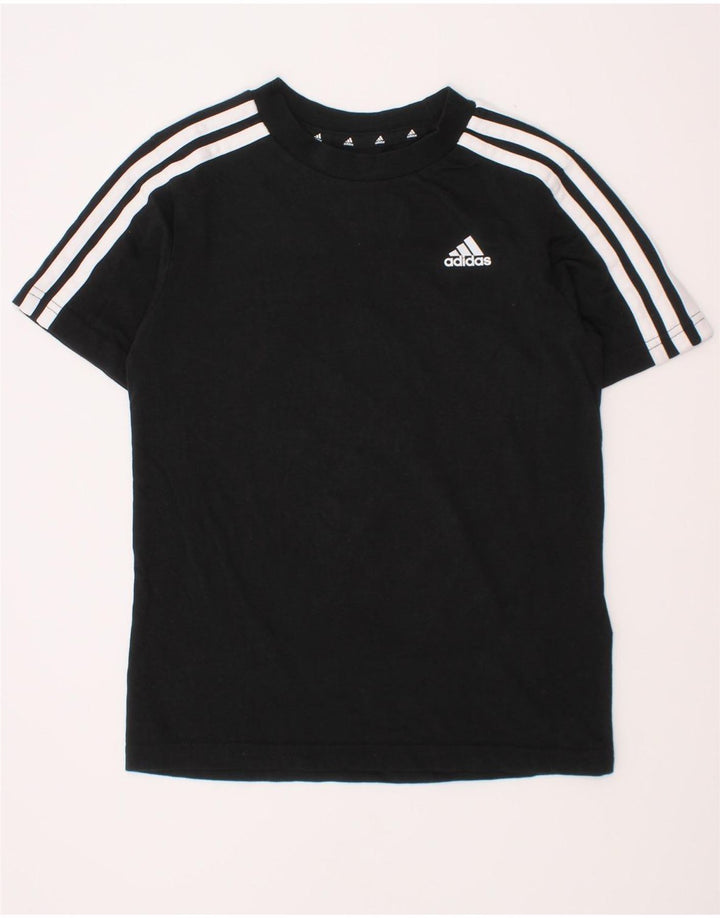 Adidas Boys T-Shirt Top 7-8 Years Μαύρο βαμβακερό