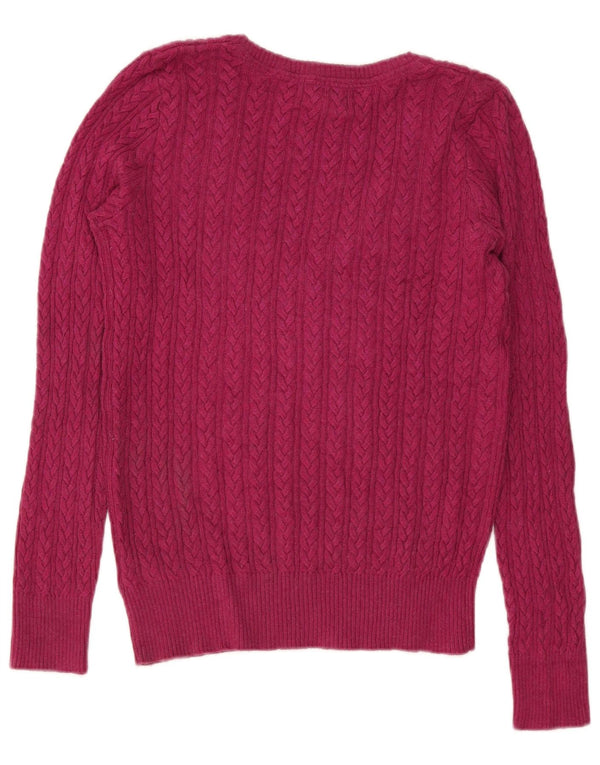 Eddie Bauer Γυναικείο πουλόβερ με λαιμόκοψη με V λαιμόκοψη UK 14 Μεσαίο ροζ βαμβακερό
