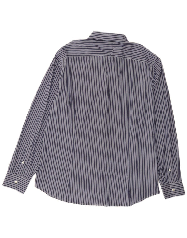 Ανδρικό πουκάμισο Benetton 2XL Navy Blue Pinstripe Βαμβακερό