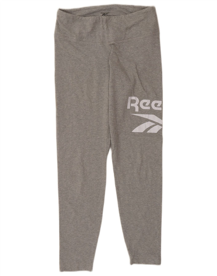 Γυναικεία γραφικά κολάν Reebok UK 12/14 Μεσαίο γκρι βαμβακερό
