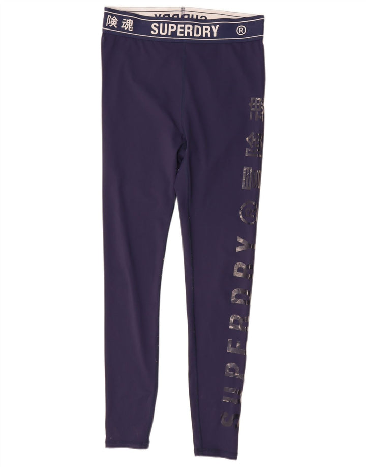 Γυναικεία γραφικά κολάν Superdry UK 12 Medium Navy Blue Polyester