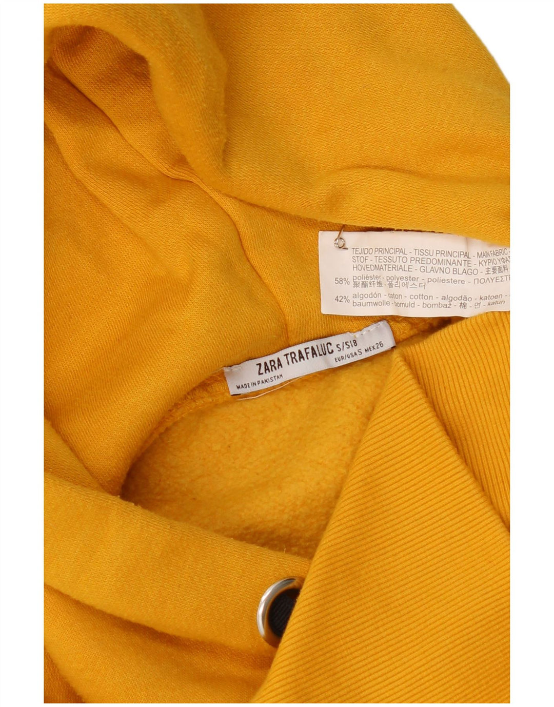 Zara Γυναικείο Hoodie Jumper UK 10 Small Yellow Polyester