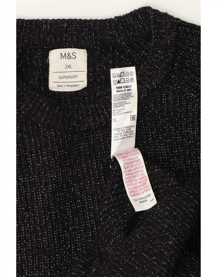 Marks & Spencer Ανδρικό πουλόβερ με λαιμόκοψη 2XL από πολυαμίδιο σε μαύρο χρώμα