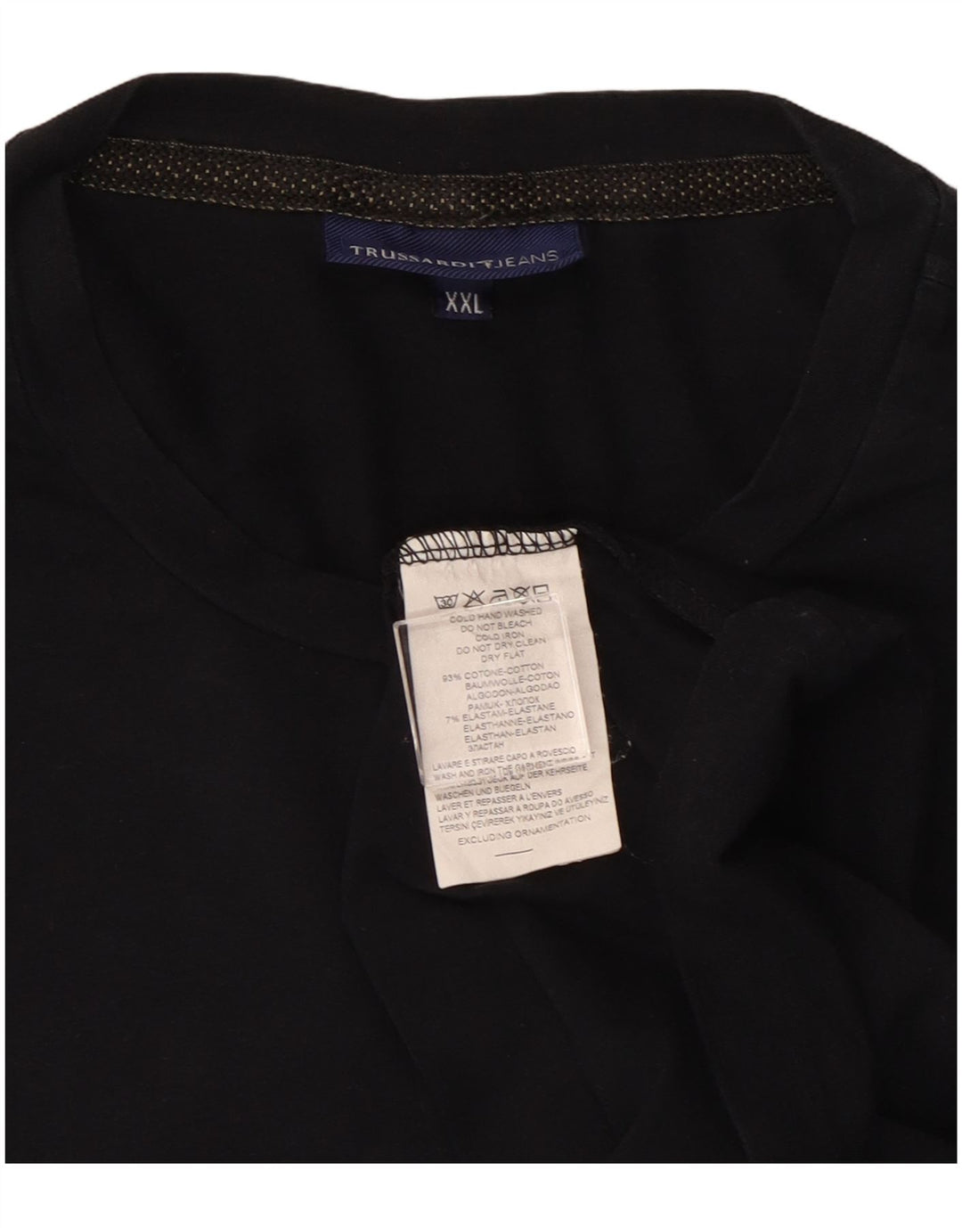 TRUSSARDI JEANS Ανδρικό τοπ μακρυμάνικο 2XL μαύρο βαμβακερό