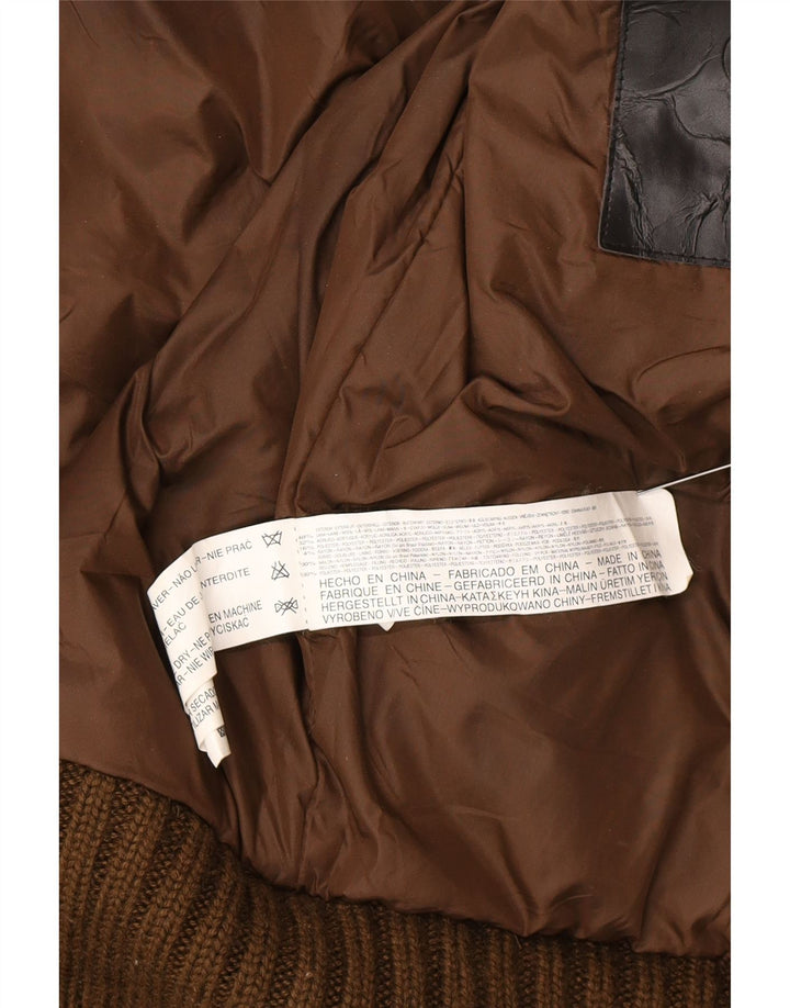 Zara Ανδρικό πλεκτό Bomber Jacket UK 40 Large Brown Colourblock μαλλί