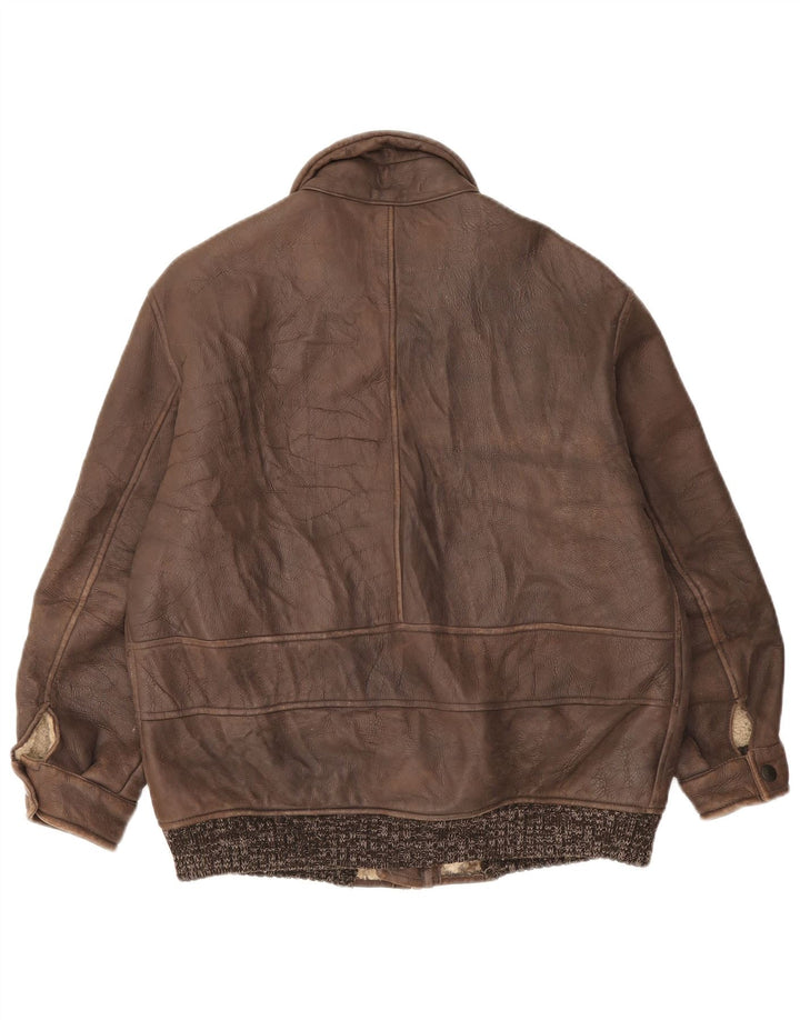Vintage Ανδρικό Shearling Jacket IT 52 XL Brown Flecked