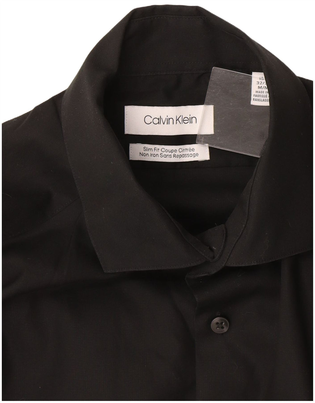 Ανδρικό πουκάμισο Calvin Klein Slim Fit Μέγεθος 15 1/2 Μεσαίο μαύρο βαμβακερό