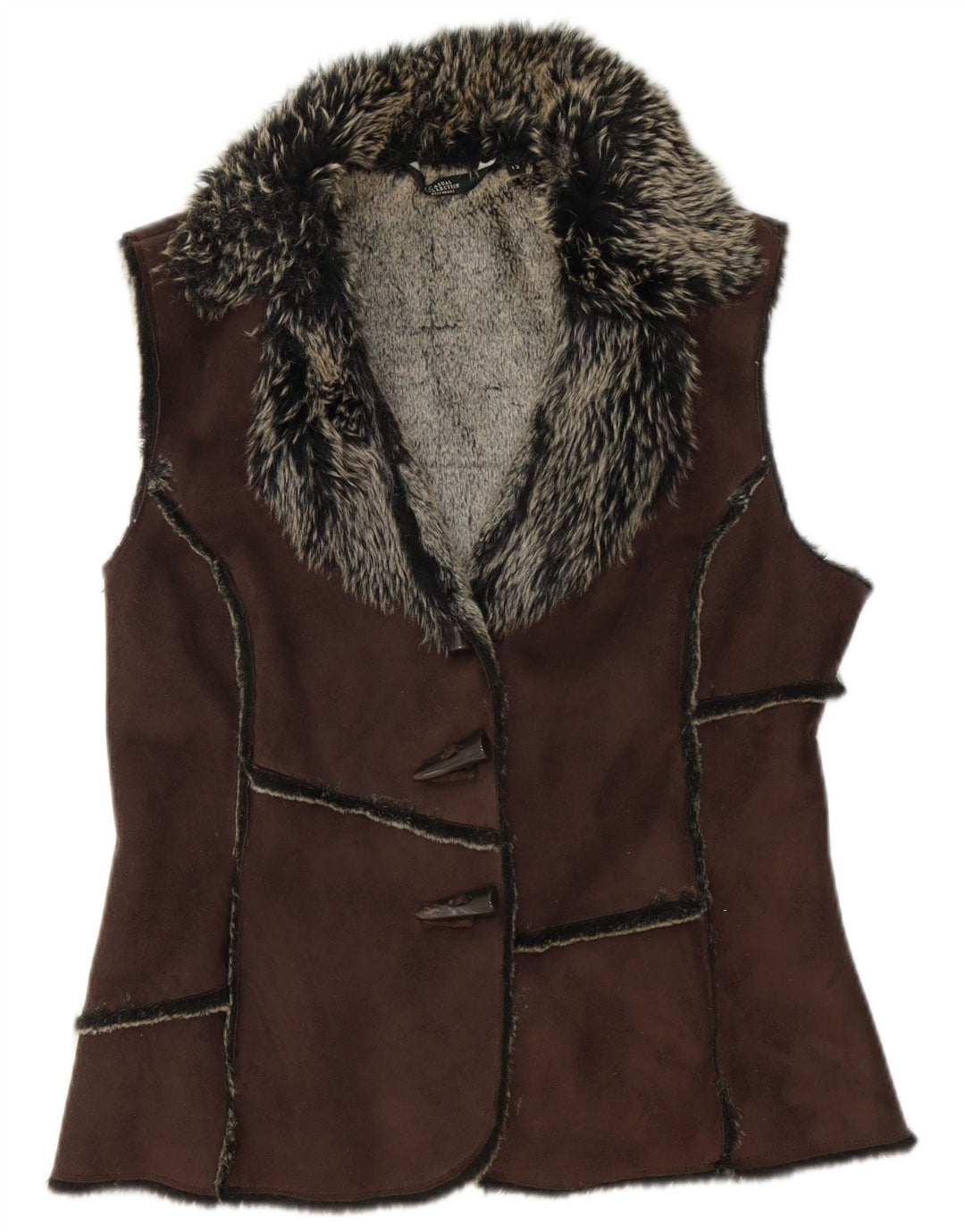 Debenhams Womens Sherpa Gilet UK 12 Medium Brown Πολυεστέρας
