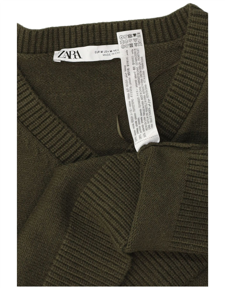 Zara Γυναικείο πουλόβερ Crop Jumper UK 12 Medium Green Viscose