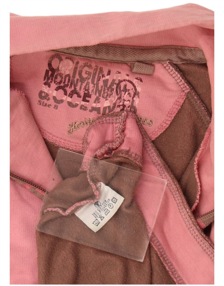 Γυναικείο φούτερ με λαιμόκοψη με φερμουάρ με λαιμό πρόσωπο UK 8 Μικρό ροζ βαμβακερό