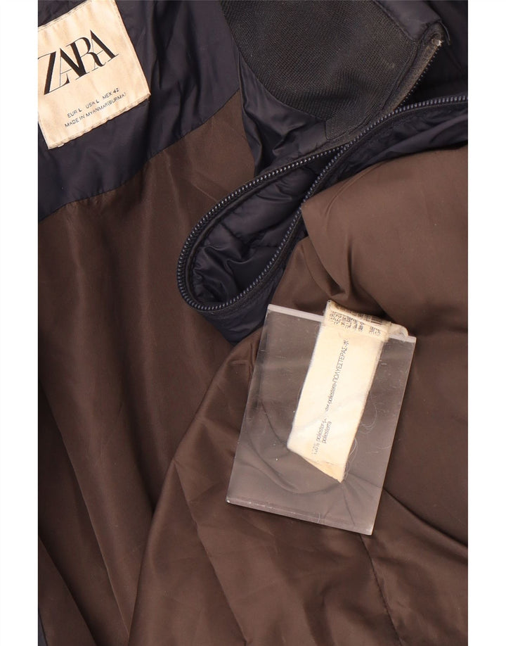 Zara Ανδρικό padded Gilet UK 40 Large Navy Blue Polyester