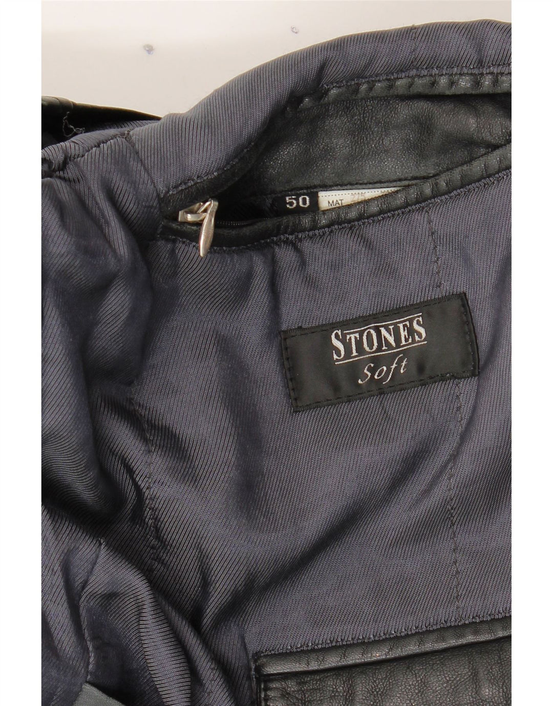 STONES Mens Leather Jacket IT 50 Large Black Leather Vintage Stones and Second-Hand Stones from Messina Hembry 