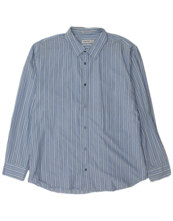 Ανδρικό μοντέρνο πουκάμισο CALVIN KLEIN 2XL Μπλε ριγέ βαμβακερό