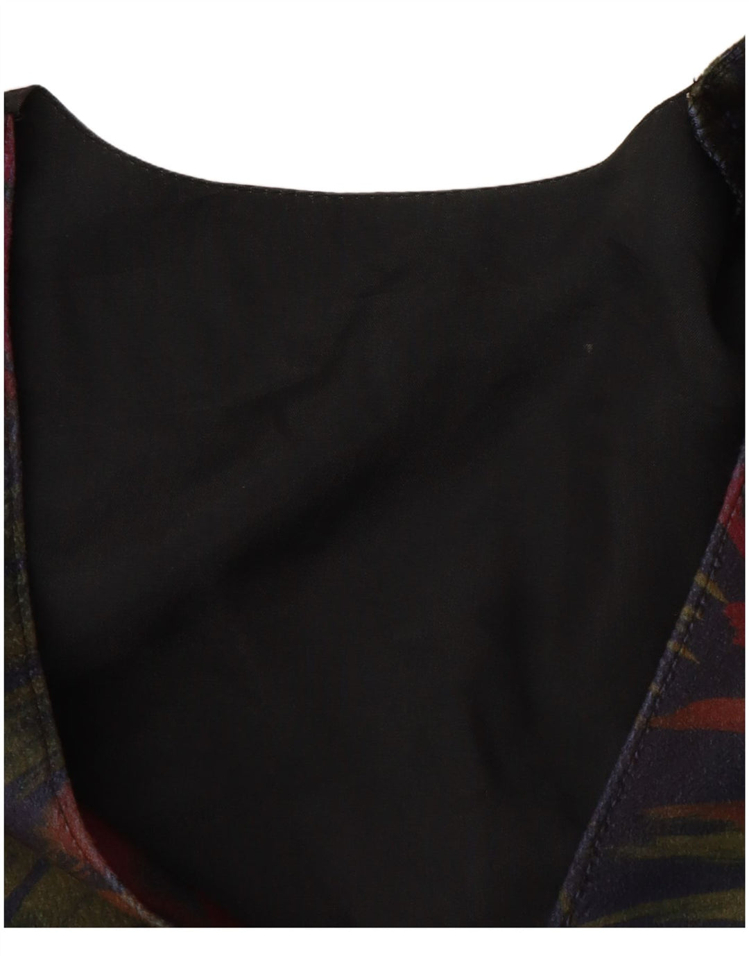 VINTAGE Γυναικείο Γιλέκο UK 12 Medium Navy Blue Floral