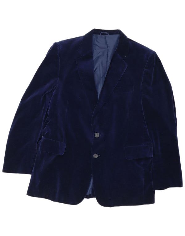 Vintage Ανδρικό βελούδινο σακάκι 2 κουμπιών IT 46 Small Navy Blue από βαμβάκι