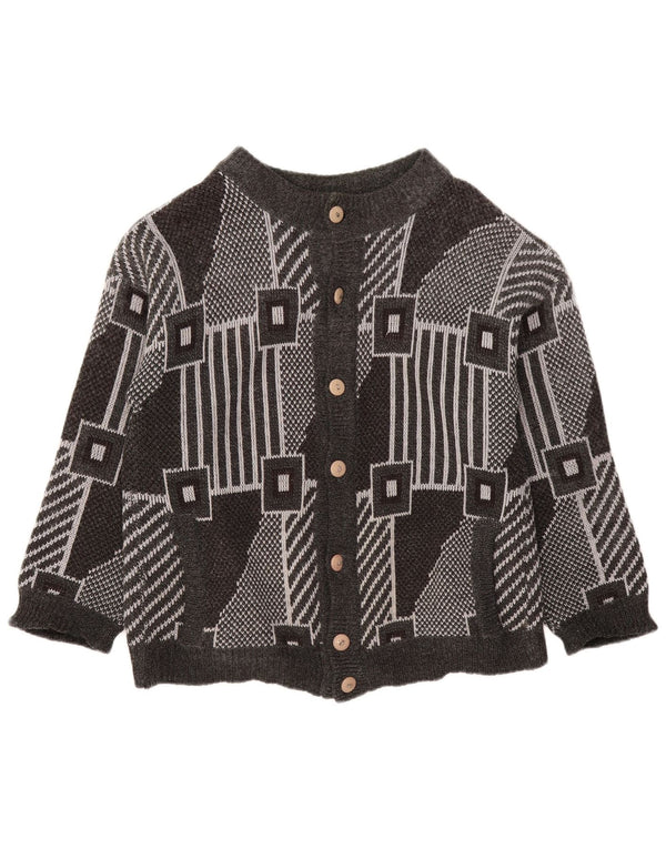 Γυναικείο πουλόβερ με ζακέτα VINTAGE UK 18 XL Γκρι γεωμετρικό