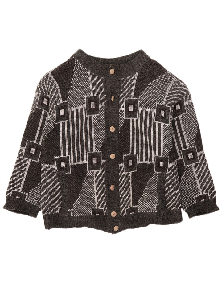 Γυναικείο πουλόβερ με ζακέτα VINTAGE UK 18 XL Γκρι γεωμετρικό