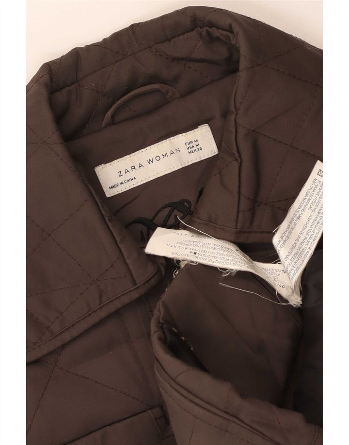 Zara Γυναικείο Καπιτονέ μπουφάν UK 12 Μεσαίο Καφέ Πολυεστέρας