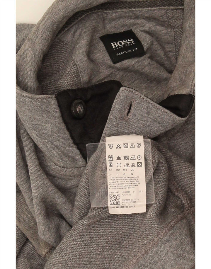Ανδρικό φούτερ Hugo Boss με λαιμόκοψη Jumper μεγάλο γκρι βαμβακερό