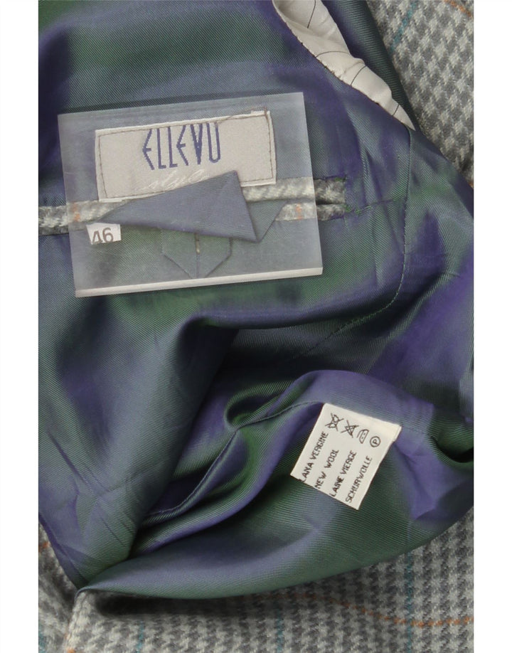 VINTAGE Ανδρικό σακάκι με 2 κουμπιά σακάκι IT 46 Small Grey Houndstooth Νέο μαλλί