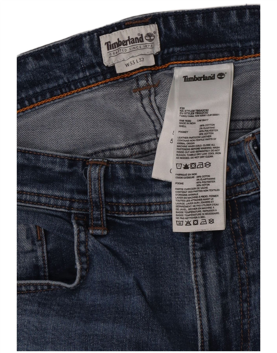 Ανδρικό τζιν Timberland Slim W33 L32 Μπλε βαμβακερό