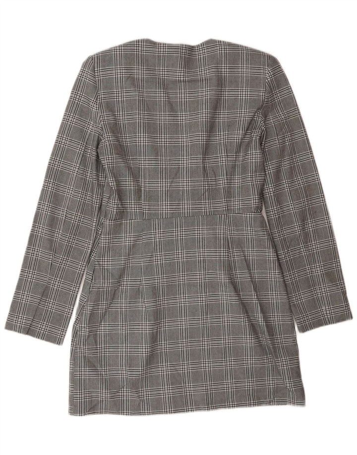 Zara Γυναικείο μακρυμάνικο φόρεμα Shift UK 12 Medium Grey Check Polyester