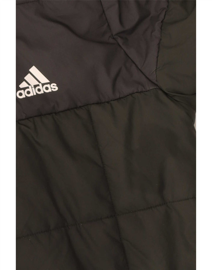Μπουφάν Adidas Boys με κουκούλα με επένδυση 13-14 ετών Χακί πολυεστέρας