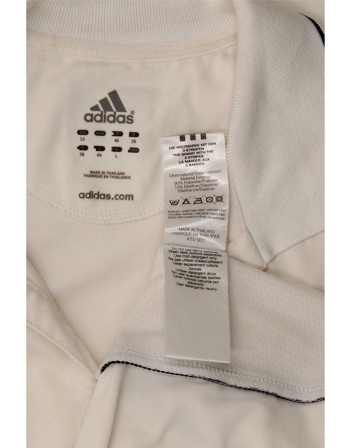 Adidas γυναικείο πουκάμισο πόλο UK 12 μεσαίου λευκού χρώματος πολυεστέρας