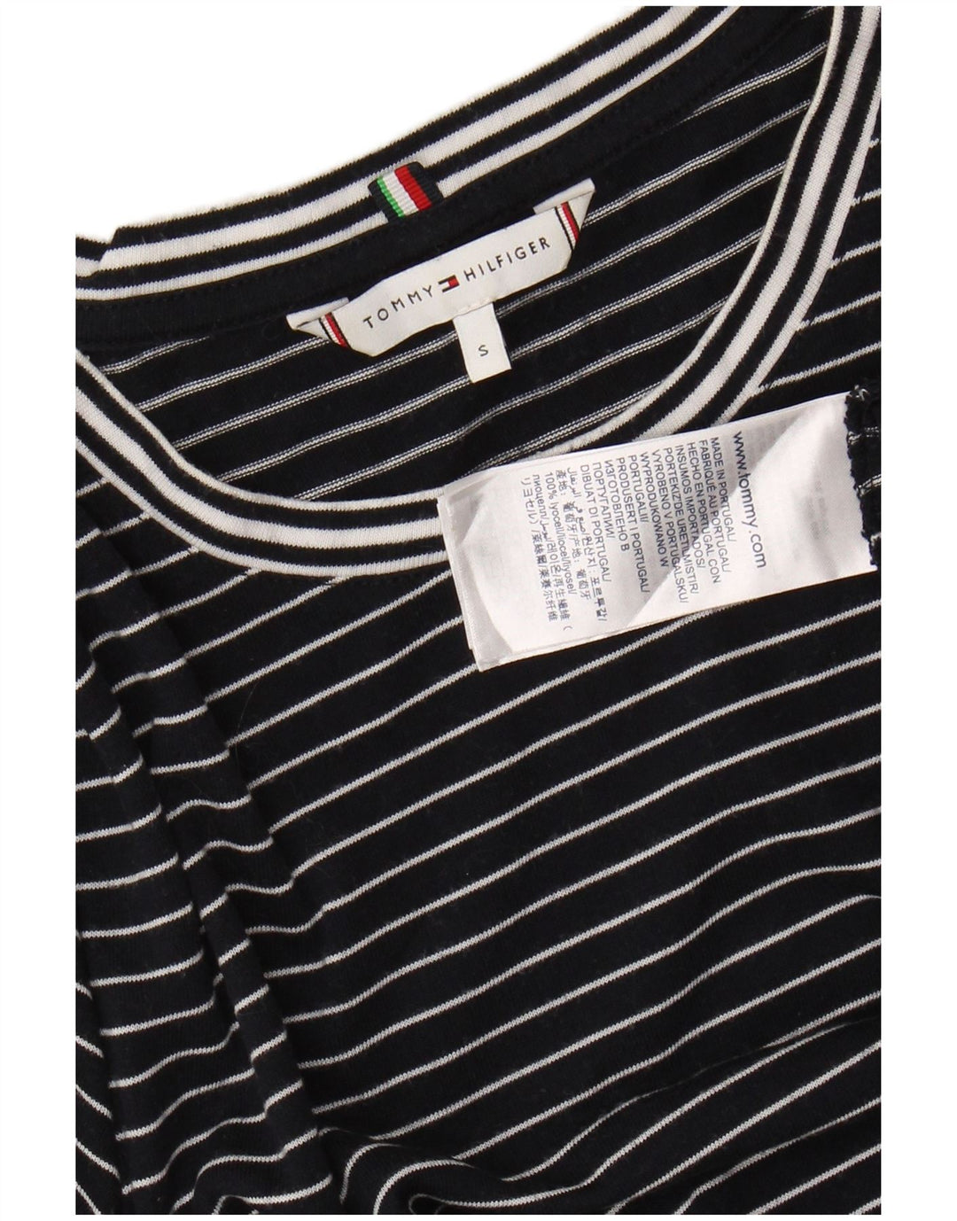 TOMMY HILFIGER Γυναικείο T-Shirt Top 10 Small Navy Blue ριγέ Lyocell