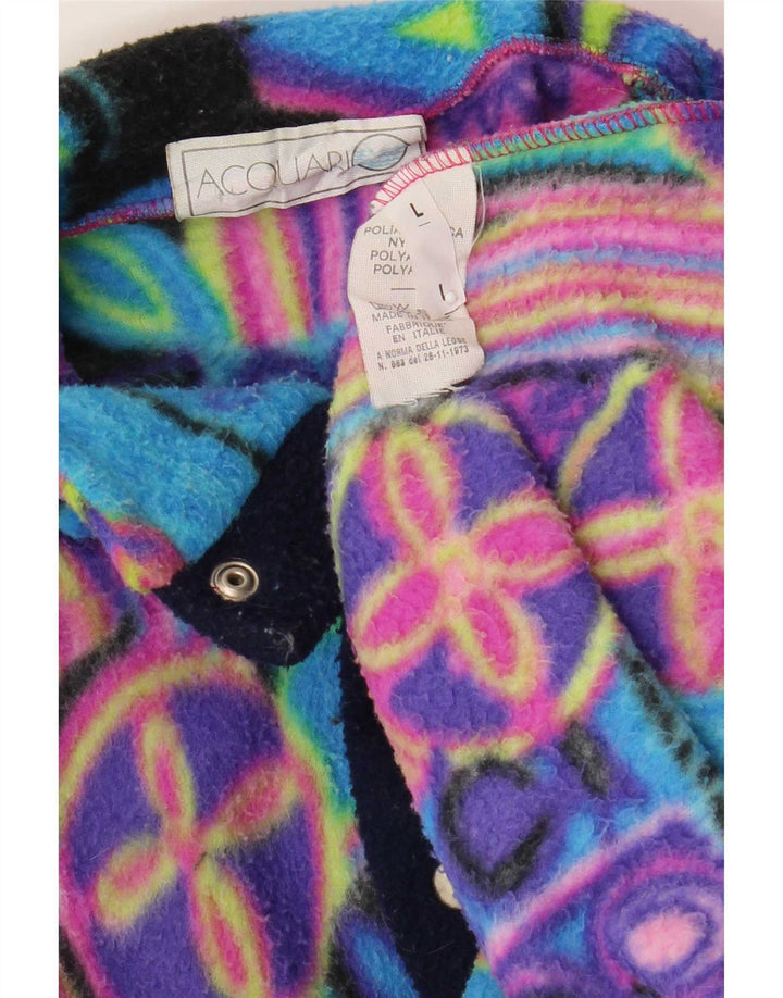 Vintage ανδρικό Anorak Fleece Jumper Μεγάλο Πολύχρωμο Γεωμετρικό Πολυαμίδιο