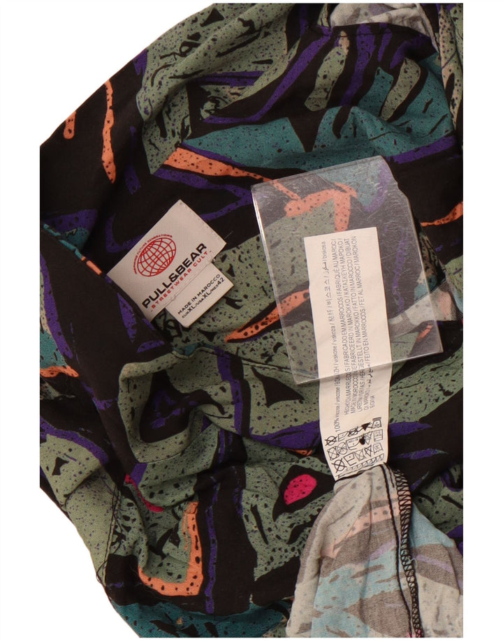 Ανδρικό κοντομάνικο πουκάμισο Pull & Bear XL Πολύχρωμο γεωμετρικό βισκόζη