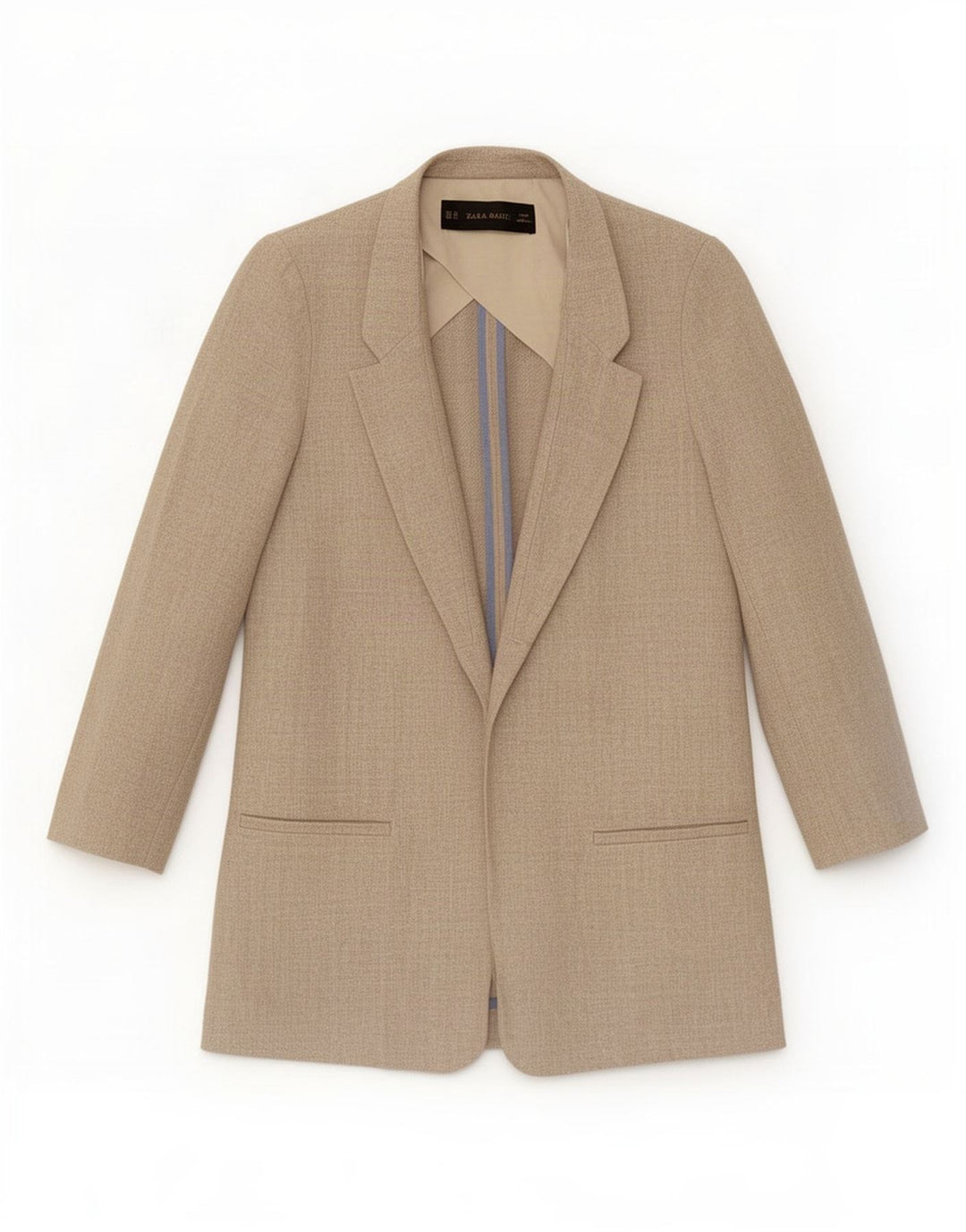 Zara Γυναικείο Oversized Open Blazer Jacket UK 6 XS Beige Λινό