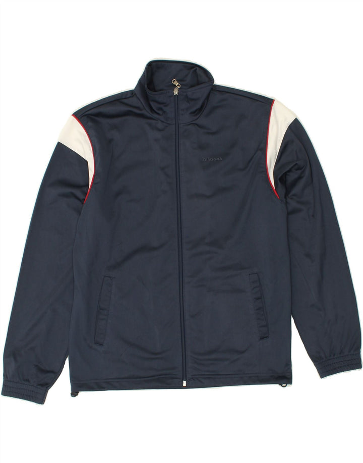 DIADORA Mens Tracksuit Top Jacket IT 44 XS Navy Blue Colourblock Polyester | Vintage Diadora | Thrift | Second-Hand Diadora | Used Clothing | Messina Hembry 