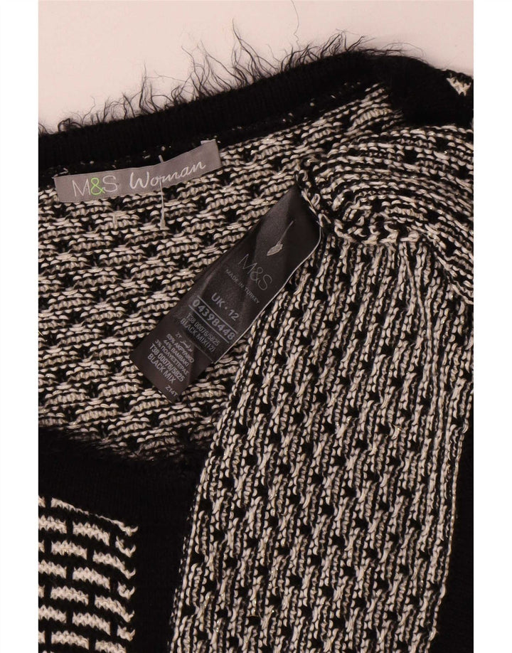 Marks & Spencer Γυναικεία Ζακέτα πουλόβερ UK 12 Medium Black Geometric
