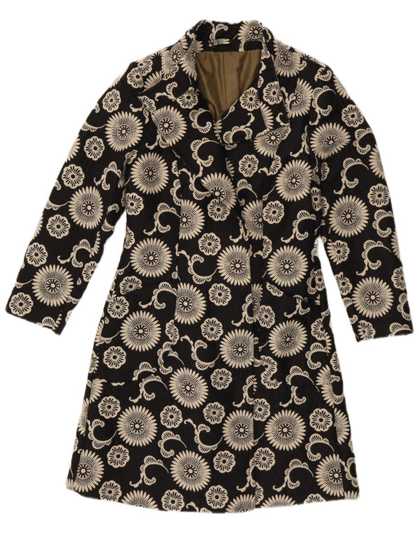 Vintage γυναικείο πανωφόρι UK 12 Medium Black Floral