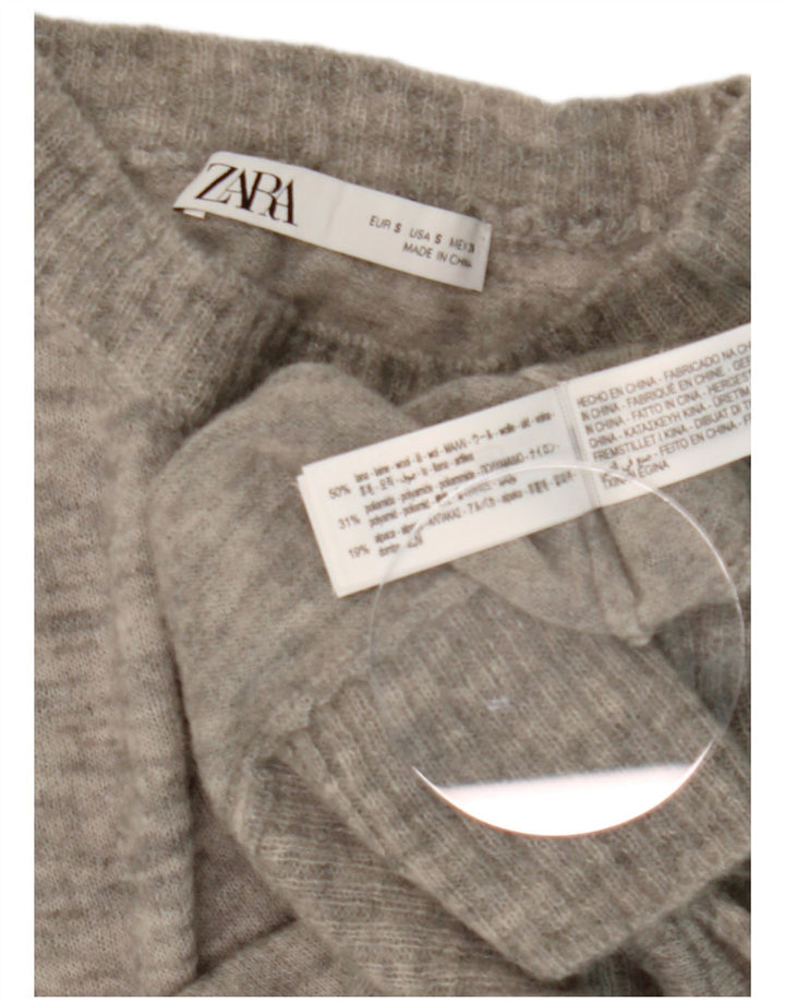 Zara γυναικείο πουλόβερ με λαιμό χελώνα μεγάλου μεγέθους UK 10 μικρό γκρι μαλλί