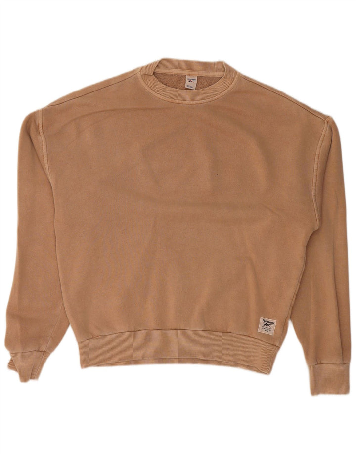 REEBOK Γυναικείο φούτερ μεγάλου μεγέθους Jumper UK 4/6 XS Μπεζ βαμβακερό
