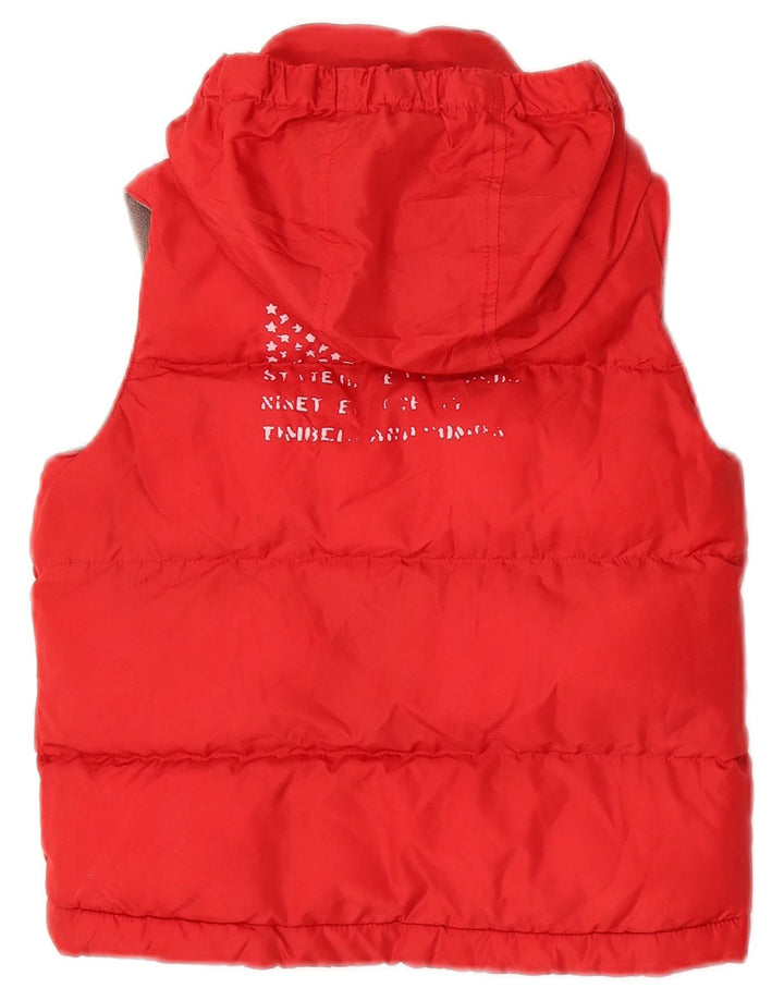 TIMBERLAND Boys Graphic Hooded Gilet Gilet 2-3 Years Red Polyester