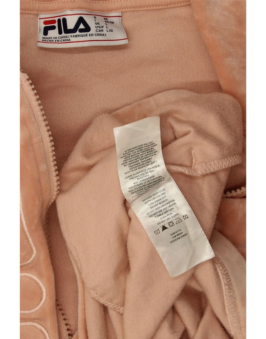 Fila Γυναικείο πουλόβερ με φερμουάρ με φερμουάρ με κουκούλα UK 16 μεγάλο ροζ πολυεστέρα