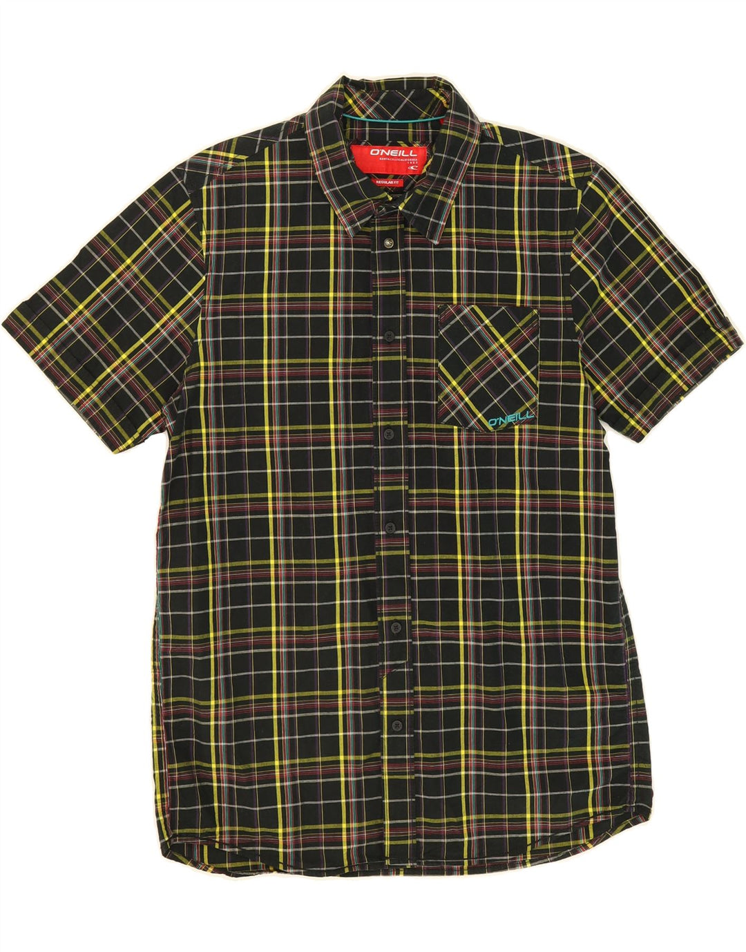 O'NEILL Mens Regular Fit Short Sleeve Shirt Small Black Check Cotton Vintage O'Neill and Second-Hand O'Neill from Messina Hembry 