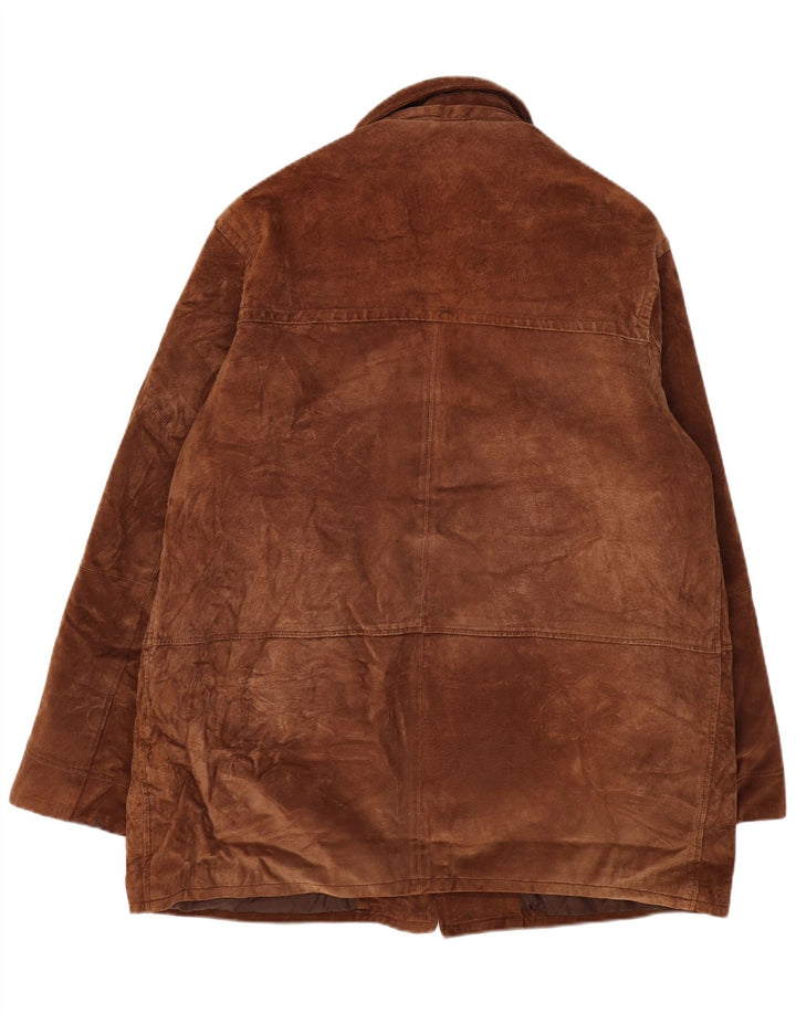 Vintage Ανδρικό Suede Ανεμοδαρικό Παλτό IT 56 3XL Καφέ Δερμάτινο