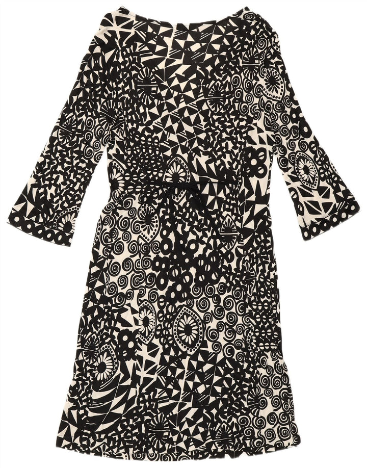 Γυναικείο φόρεμα Marella 3/4 με μανίκια A-line UK 12 μεσαίο μαύρο γεωμετρικό