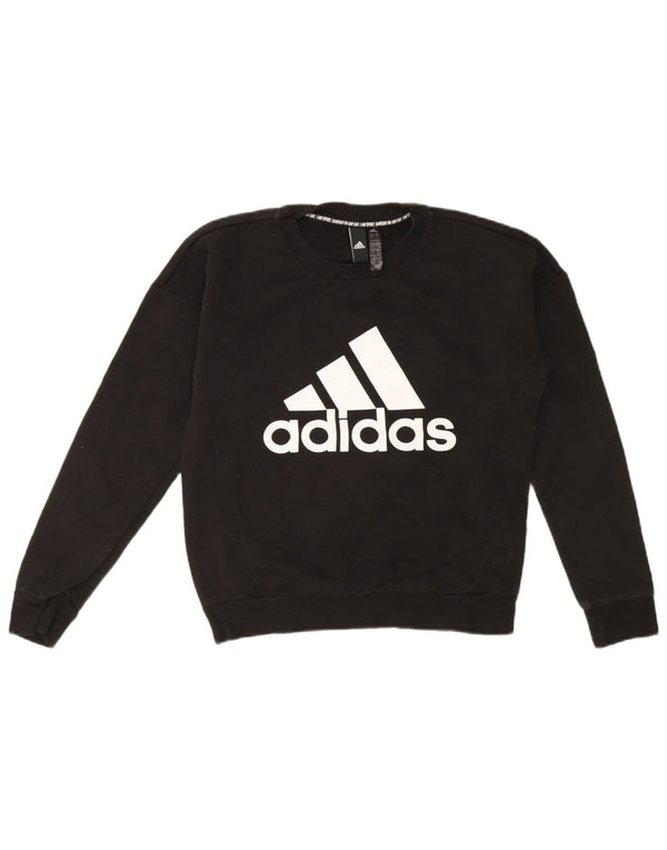 Γυναικείο γραφικό υπερμεγέθη φούτερ Adidas UK 4/6 XS μαύρο βαμβακερό