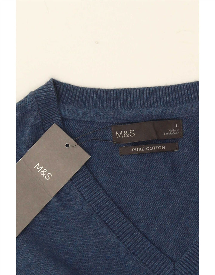 Marks & Spencer Ανδρικό γιλέκο Tank Top Large Navy Blue Cotton