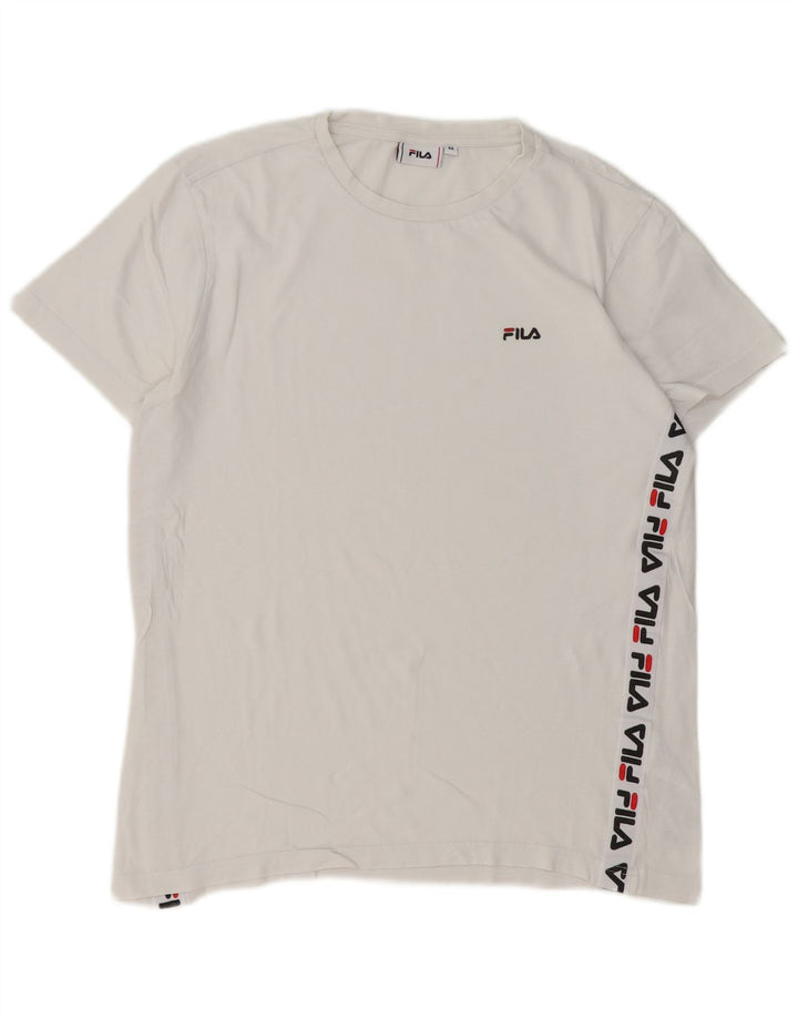 Ανδρικό γραφικό T-Shirt Fila Top από μεσαίο λευκό βαμβακερό