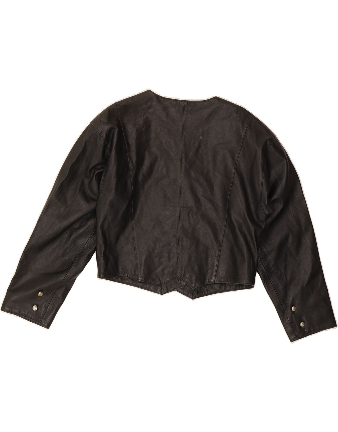 VINTAGE Womens Crop Leather Jacket UK 14 Medium Black Vintage Vintage and Second-Hand Vintage from Messina Hembry 